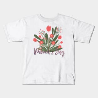 female empowerment women's day bunch of flowers Kids T-Shirt